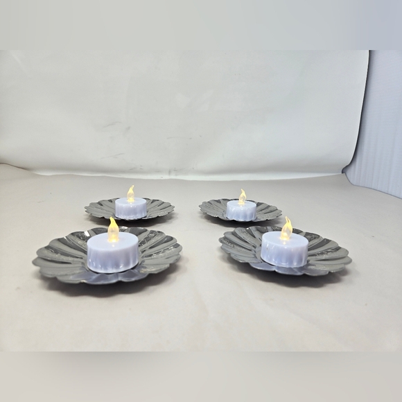 Art Silver Plated Rust Free Small Tea Light Candle Holder Cookie Desert Holders - Picture 3 of 10